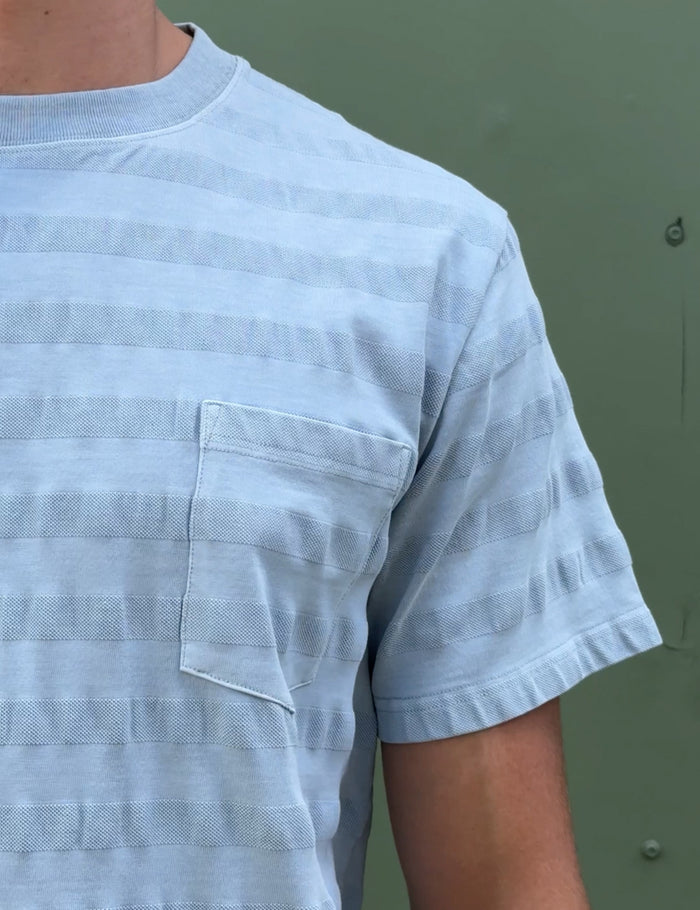 Joe Engineer Stripe Oversized Short Sleeve Tee - Pale Grey