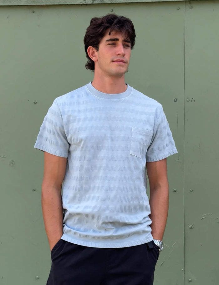 Joe Engineer Stripe Oversized Short Sleeve Tee - Pale Grey