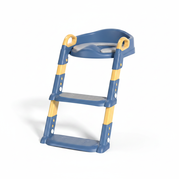 Kids Potty Training Toilet Seat with Step Ladder blue on white background