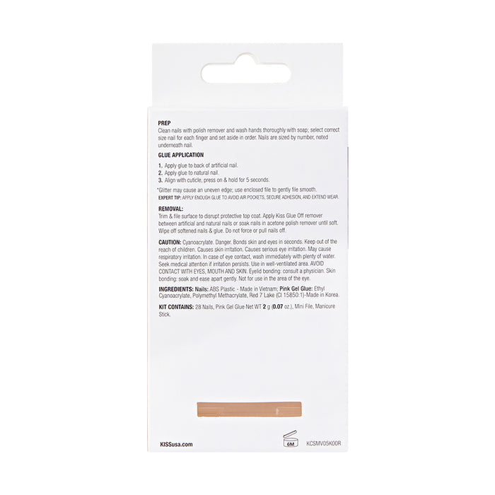 IVY BEAUTY by KISS press on nails for women packaging back showing application and removal instructions