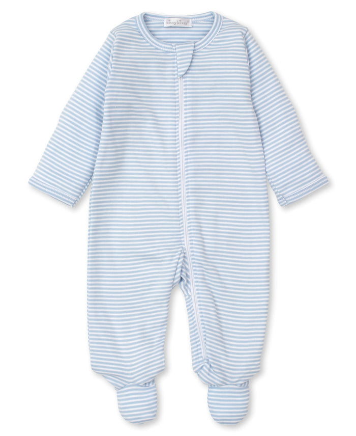 Kissy Kissy Stripes Footie with Zip-Blue