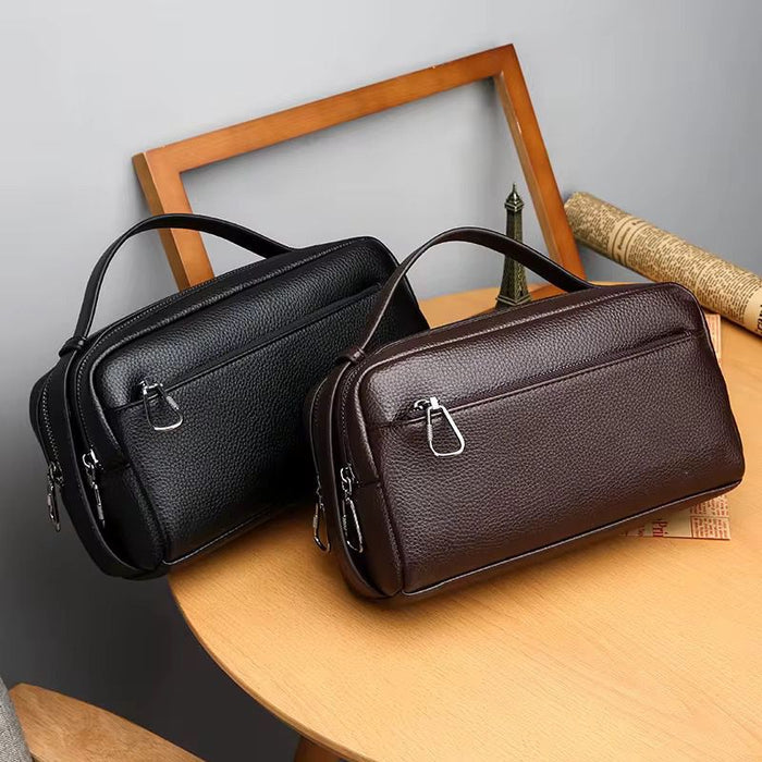 Leather Clutch Handbag – Black & Brown