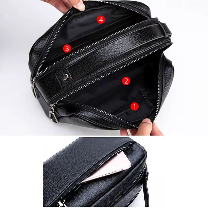 Leather Clutch Handbag – Black & Brown