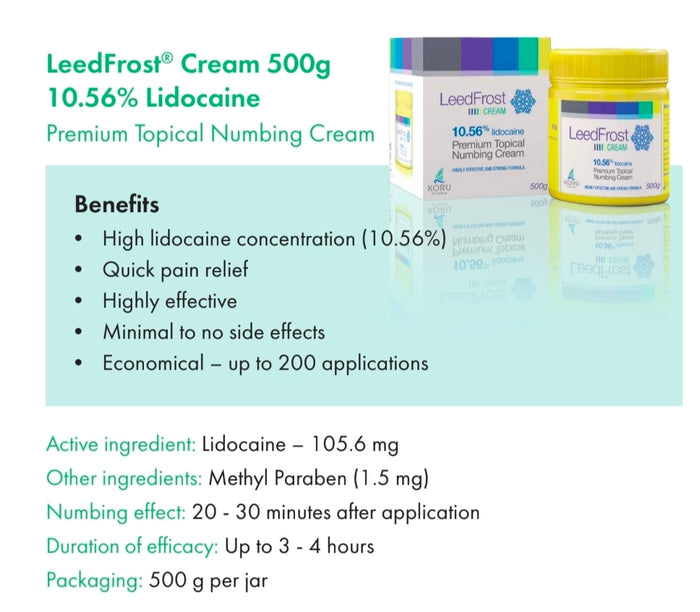Leed Frost Cream 500g Lidocaine 10.56% Topical Numbing Anaesthetic For Procedures - SD Cosmetics Care