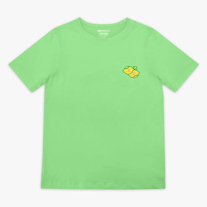 Green Lemon Dingers youth graphic tee — front view