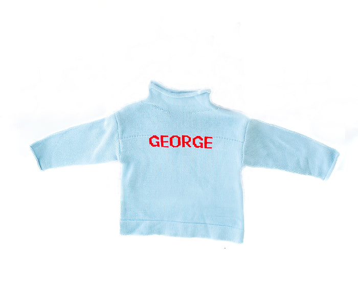light blue personalized sweater for kids