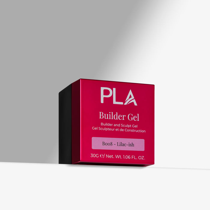 Pink box of PLA Builder Gel on a gray background