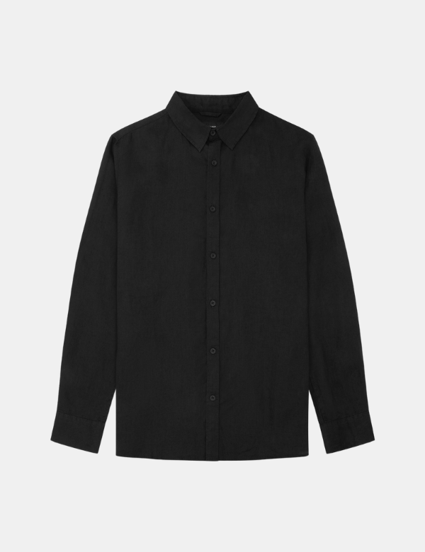Linen Long Sleeve Shirt - Black