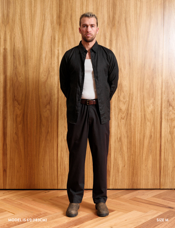 Linen Long Sleeve Shirt - Black