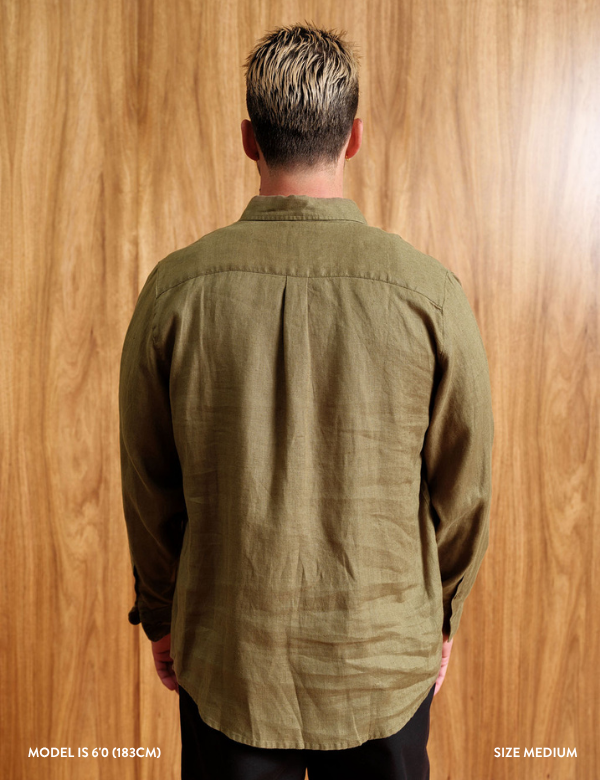 Linen Long Sleeve Shirt - Fatigue
