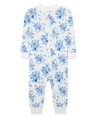 Little Me Blue Floral Zipper PJ