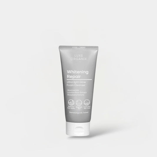 Luxe Organix Whitening Repair Ultra Light Glow Foam Cleanser 150ml منظف لوكس أورجانيكس لتبييض البشرة وإصلاحها برغوة فائقة التوهج - Princess Cosmetics Qatar