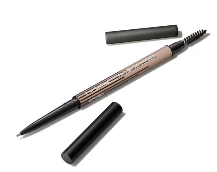 M·A·C Pro Brow Definer 1MM tip brow pencil in two shades, new in box, showcasing the pencil's fine tip and packaging.