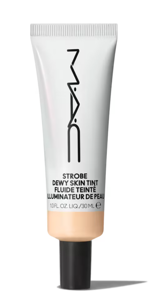 M·A·C Strobe Dewy Skin Tint in various shades, new in box, featuring a lightweight, luminous complexion-enhancing formula.