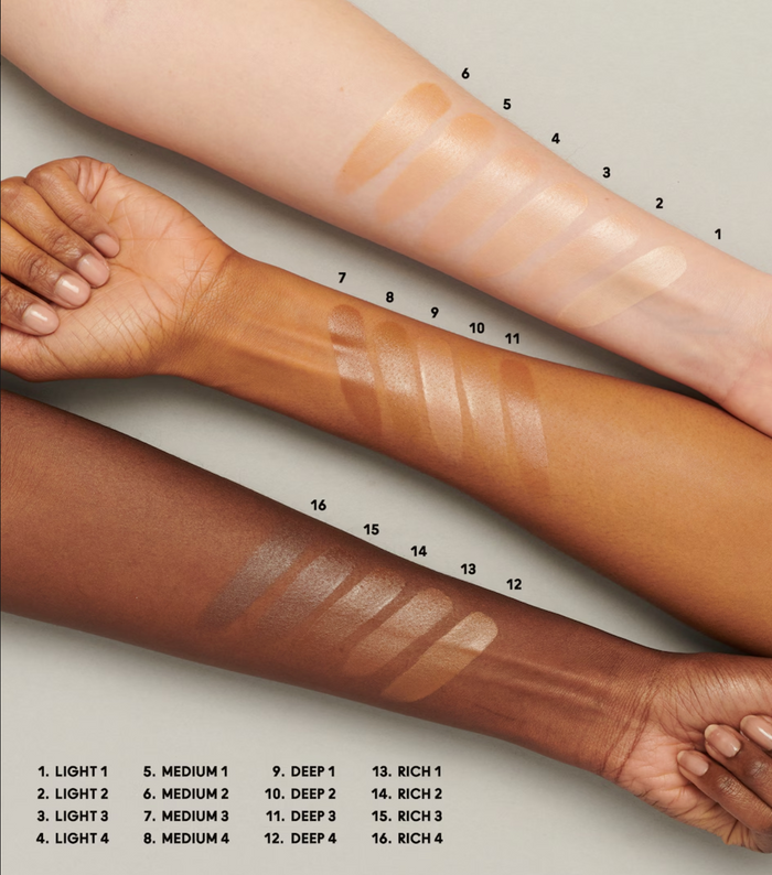 M·A·C Strobe Dewy Skin Tint in various shades, new in box, showcasing a close-up of the product container with the brand logo.