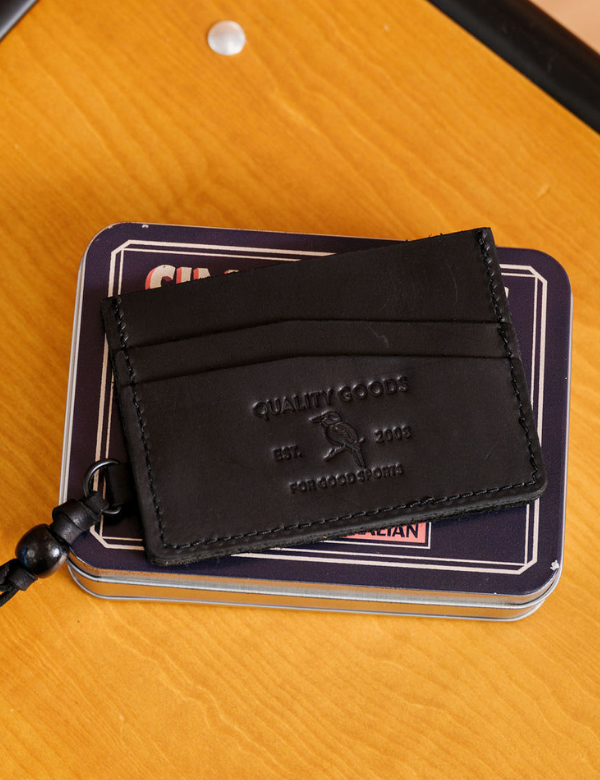 Marcus Card Holder Wallet - Vegtan Raw Black