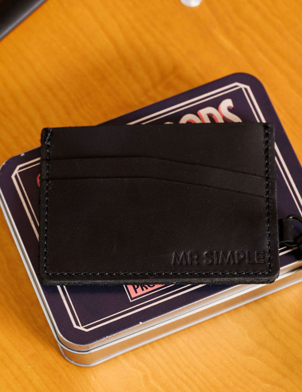 Marcus Card Holder Wallet - Vegtan Raw Black