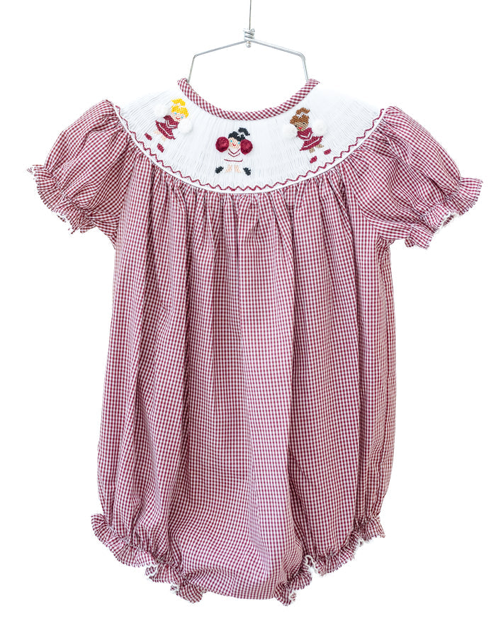 Smocked Maroon and White Cheerleader Outfits for Girls