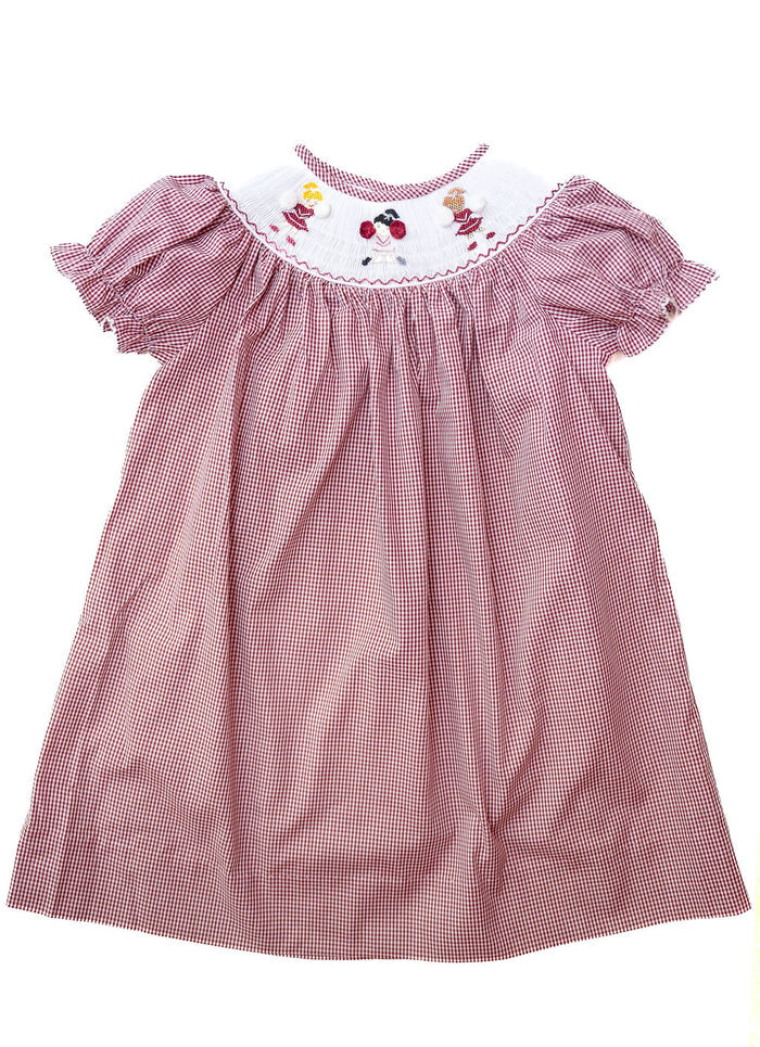 Smocked Maroon and White Cheerleader Outfits for Girls