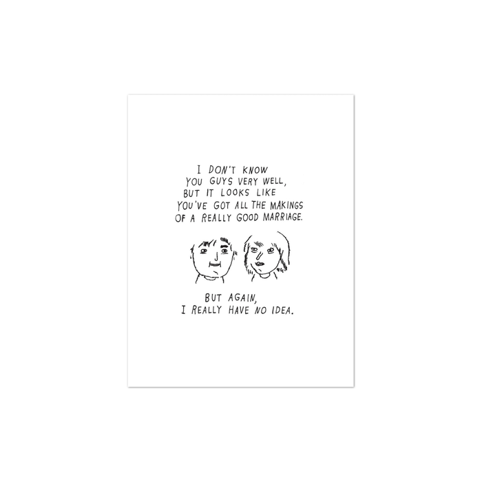Typographic quote print with couple faces illustration on white background