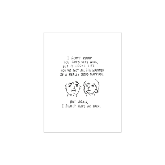 Typographic quote print with couple faces illustration on white background