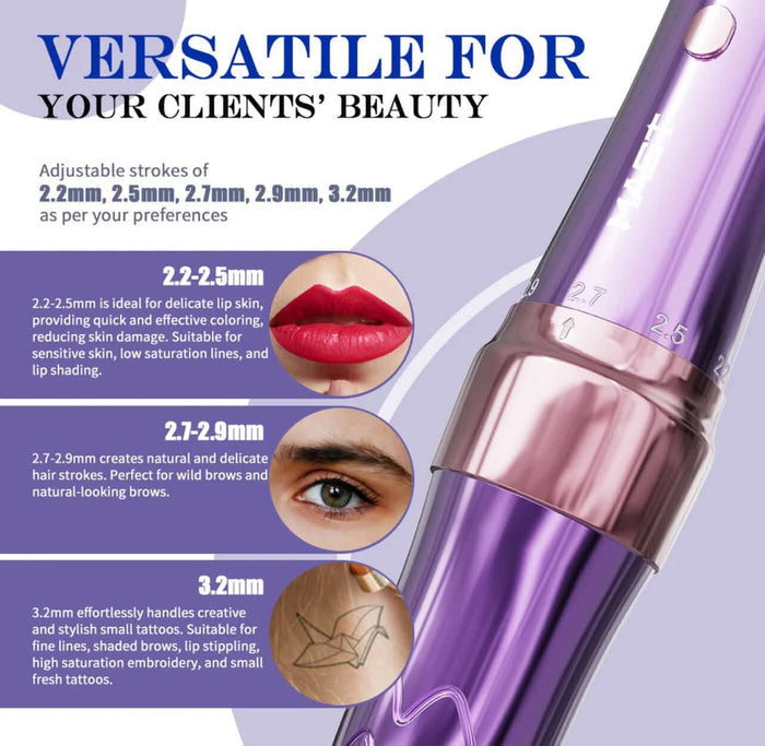 Mast P60 Wireless Permanent Makeup Tattoo Machine featuring a dual function for hairstrokes and shading, ideal for artists with permanent makeup needs.