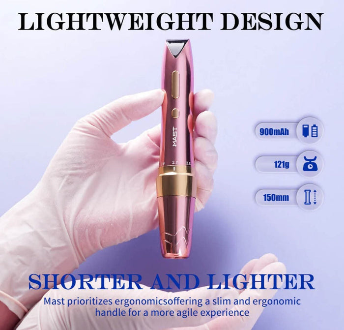 The Mast P60 Wireless Permanent Makeup Tattoo Machine with easy charge feature, perfectly designed for 3 hours of continuous use with permanent makeup needles.