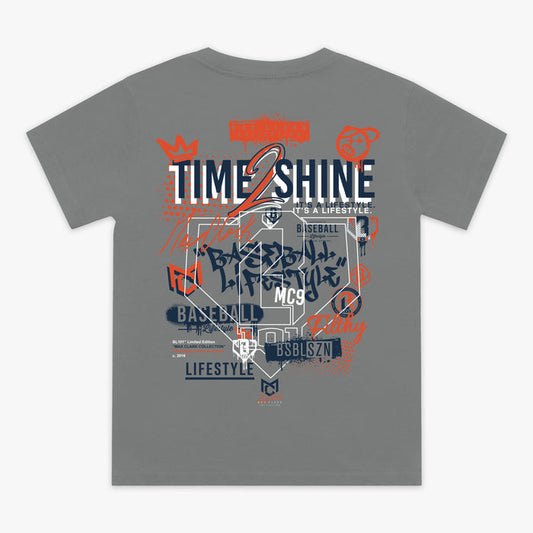 Gray Max Clark youth graphic tee — back view