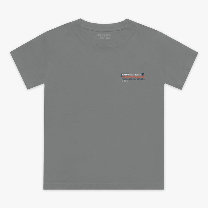 Gray Max Clark youth graphic tee — front view