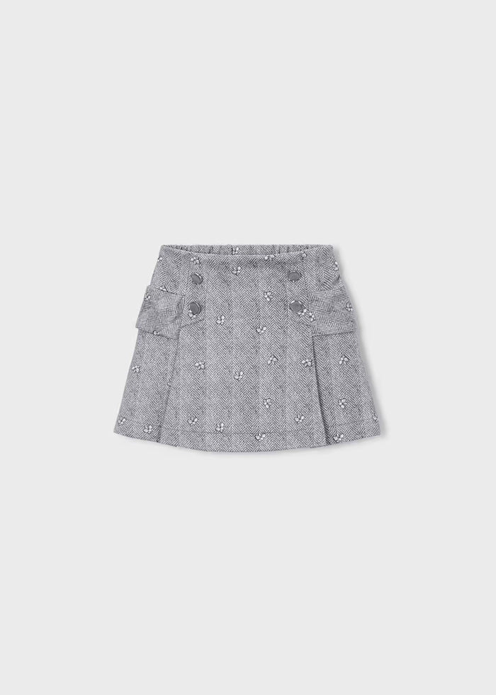 Mayoral Printed Suede Skirt-Heathered Grey