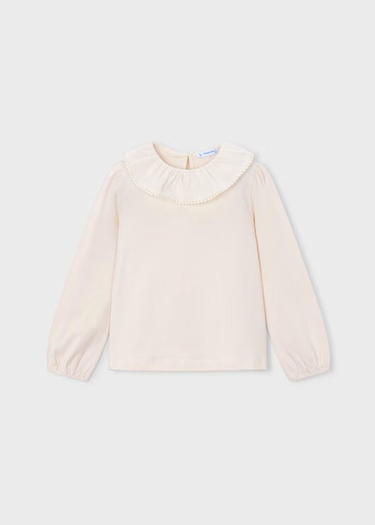 Mayoral Ruffled Neck Blouse-Soy