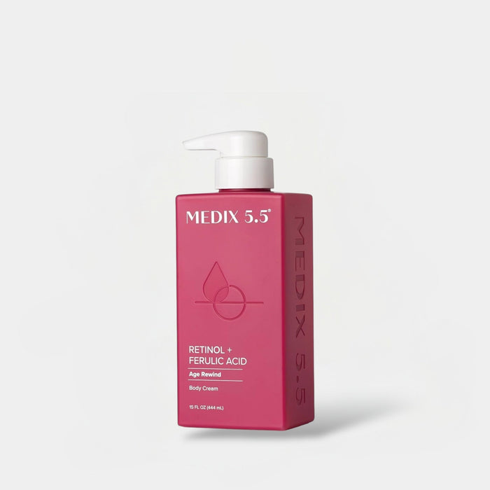 Medix 5.5 Retinol + Ferulic Acid Age Rewind Body Cream 444ml كريم الجسم ميديكس 5.5 بالريتينول وحمض الفيروليك لمكافحة علامات التقدم في العمر - Princess Cosmetics Qatar