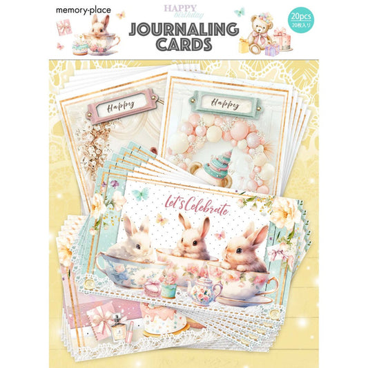 Memory Place - Journal Cards - Happy Birthday - 20/Pkg - 4 Designs/5 Each. Approx. 2.1 x 3.5. Available at Embellish Away located in Bowmanville Ontario Canada.