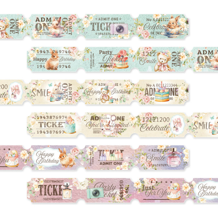Memory Place Tickets Happy Birthday - 36/Pkg - Double-Sided. Each ticket approx. 2.1" x 0.9". Available at Embellish Away located in Bowmanville Ontario Canada.