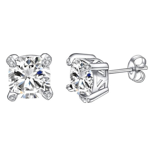 Men’s 8mm Cubic Zirconia Steerling Silver Stud Earrings