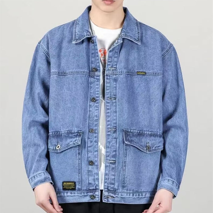 Men's American Workwear Loose Fit Denim Jacket — Blue, Black & Gray