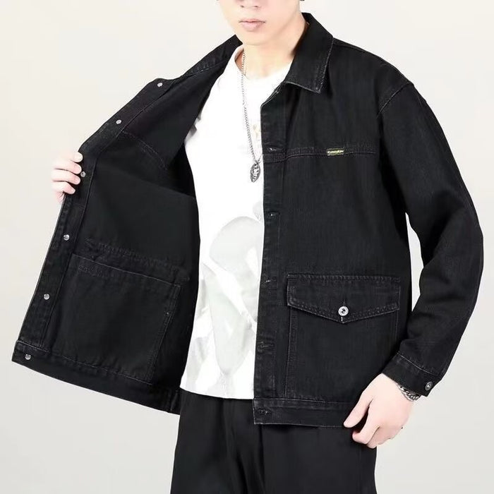 Men's American Workwear Loose Fit Denim Jacket — Blue, Black & Gray