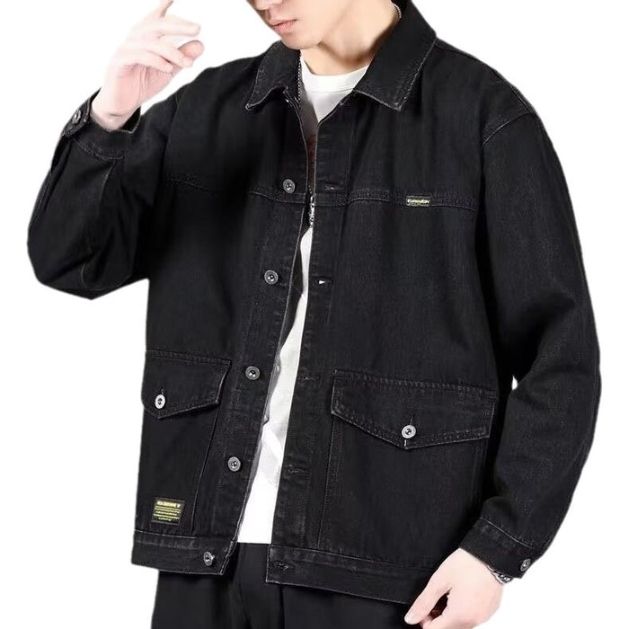 Men's American Workwear Loose Fit Denim Jacket — Blue, Black & Gray