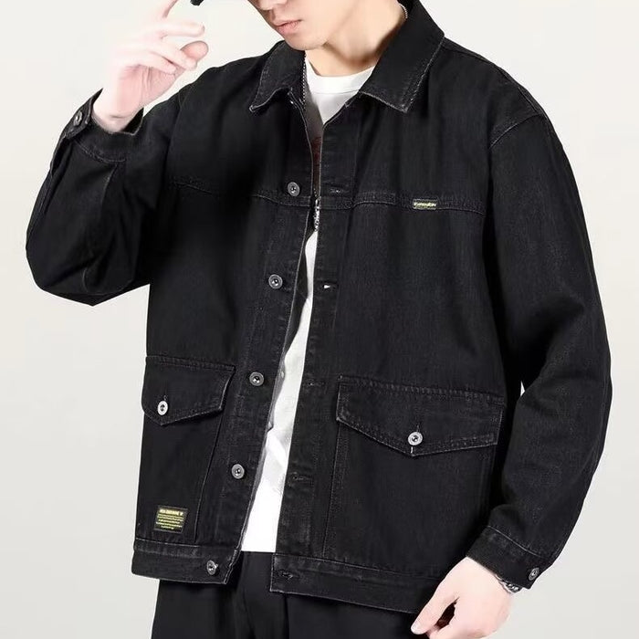 Men's American Workwear Loose Fit Denim Jacket — Blue, Black & Gray
