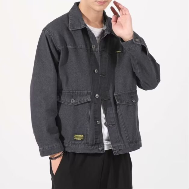 Men's American Workwear Loose Fit Denim Jacket — Blue, Black & Gray