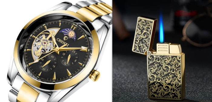 Men's Business Mechanical Watch — Luminous Moon Phase Stainless Steel