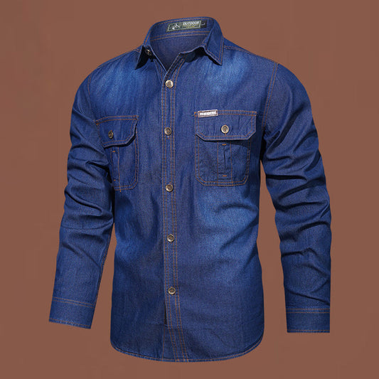 Men's Cotton Washed Denim Jacket — Loose Casual Autumn Style