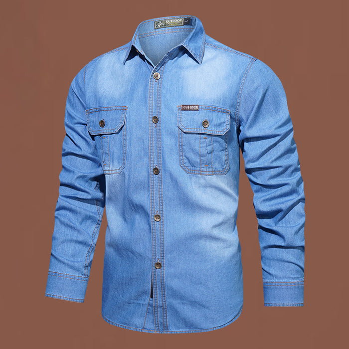 Men's Cotton Washed Denim Jacket — Loose Casual Autumn Style