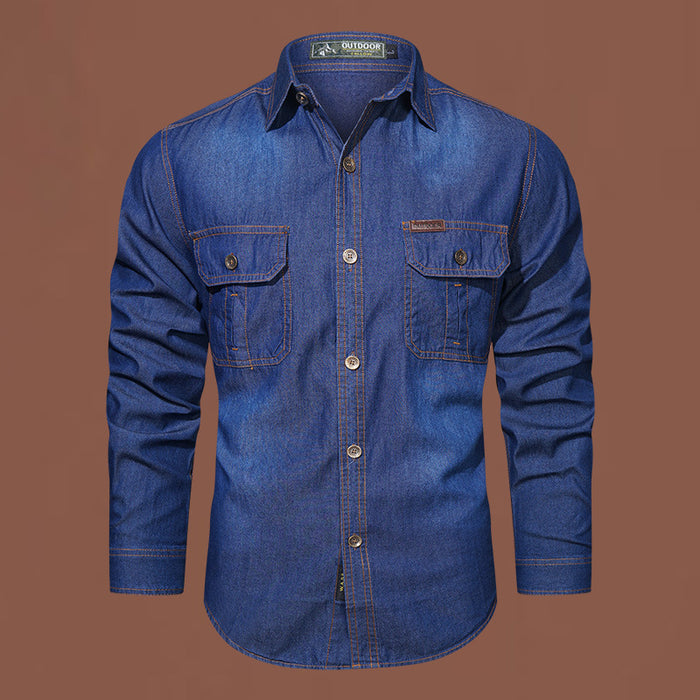 Men's Cotton Washed Denim Jacket — Loose Casual Autumn Style