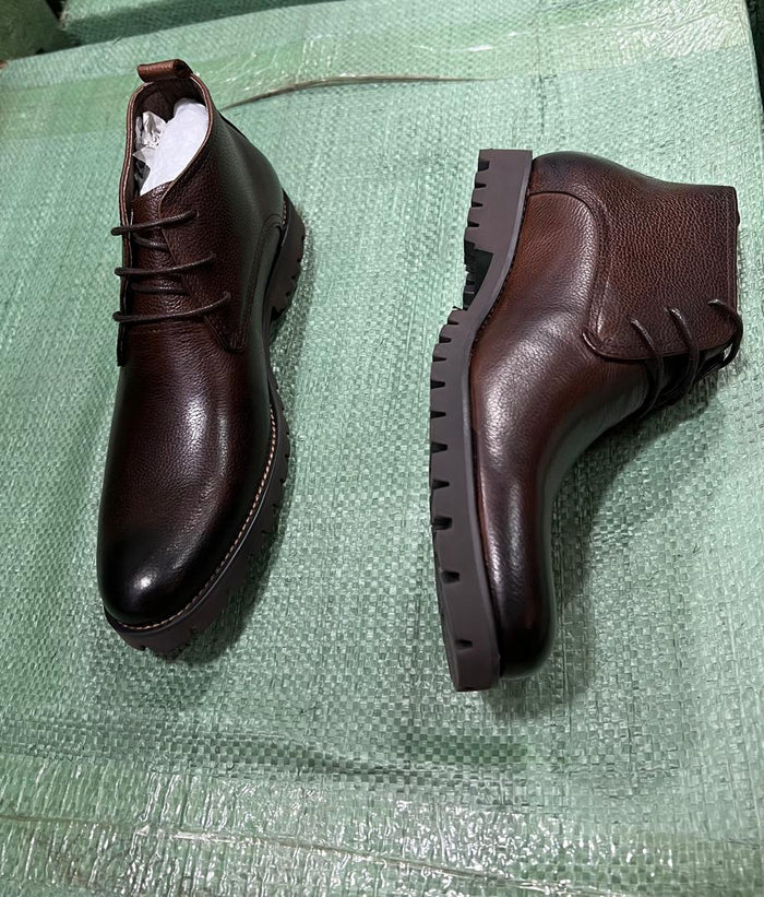 Men's Dark Brown Chukka Leather Boots – Chunky Sole