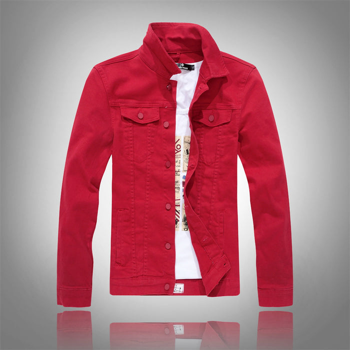 Men's Gray Washed Denim Jacket - Vintage Style Cotton Jacket