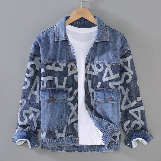 Men's Korean Style Heavy Craft Washed Baggy Denim Jacket — Youth Streetwear