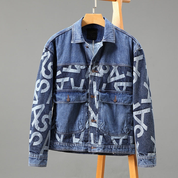 Men's Korean Style Heavy Craft Washed Baggy Denim Jacket — Youth Streetwear