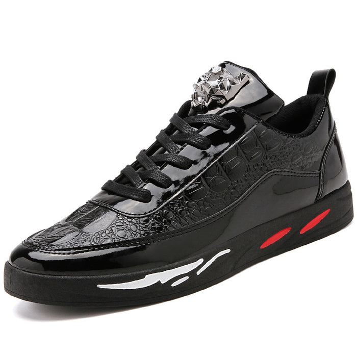Men's Low-Top Casual Sneakers — Faux Leather with Rear Strap