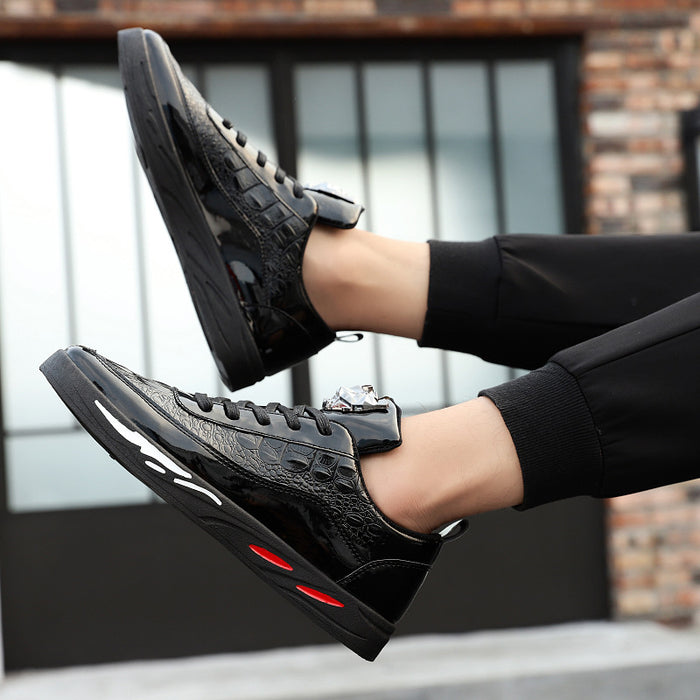Men's Low-Top Casual Sneakers — Faux Leather with Rear Strap